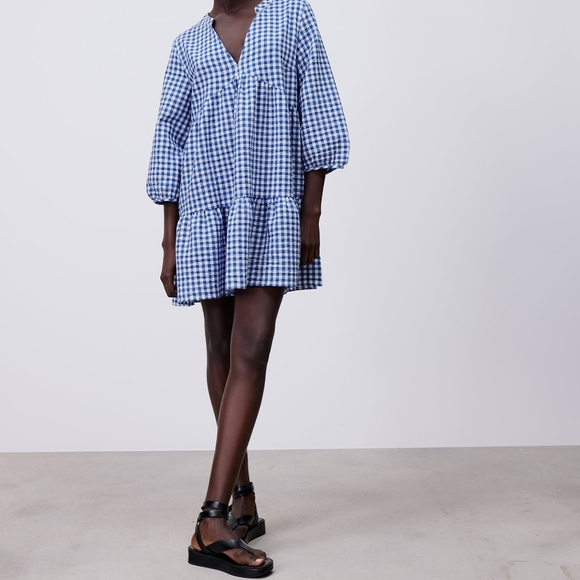Zara Gingham Mini Dress - Picture 2 of 5